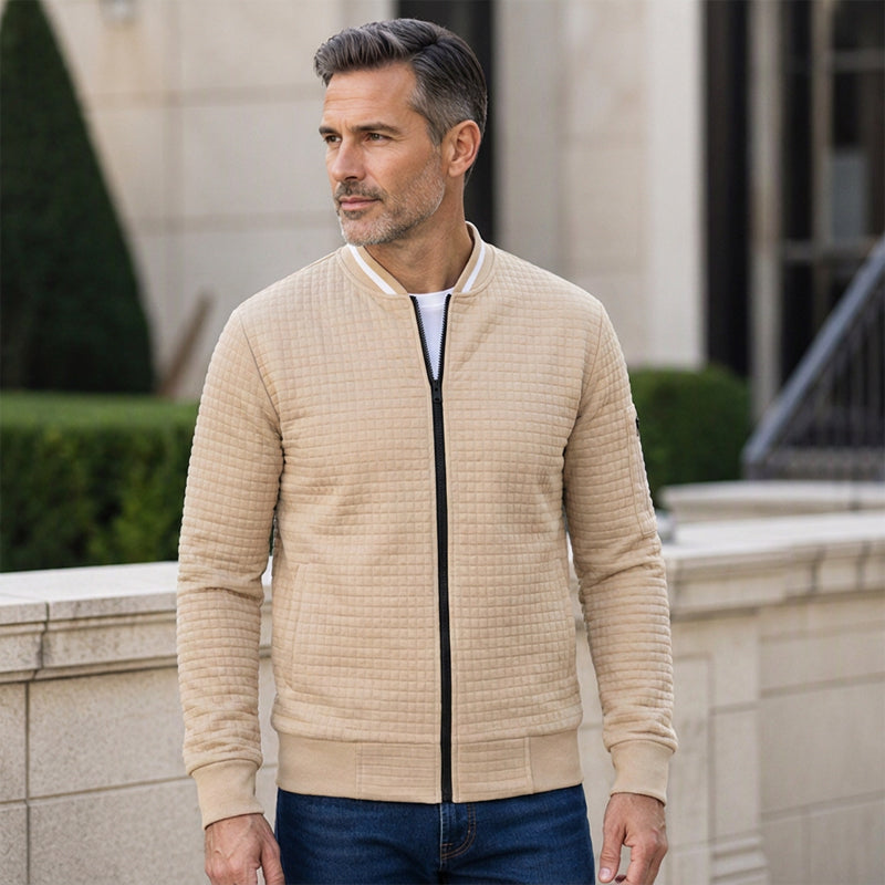 Men's Casual Waffle Grid Bomber Jacket