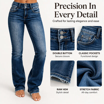 Women's Double-Button High-Waisted Bootcut Jeans