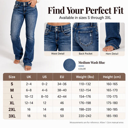 Women's Double-Button High-Waisted Bootcut Jeans