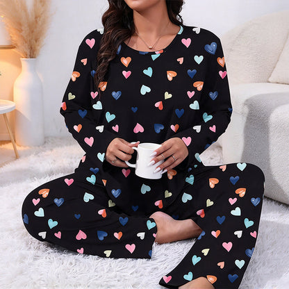 Women's Heart Print Long Sleeve Pajama Set
