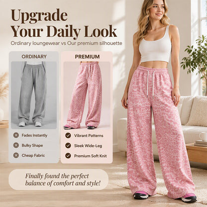 Women's Casual Leopard Print Wide Leg Sweatpants