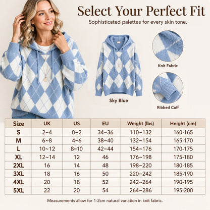 🌸Hot Sale 50% OFF💖Women's Casual Argyle Hooded Sweater