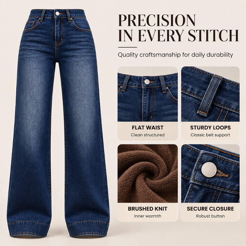 🔥 Women's High Waist Thermal Wide-Leg Jeans | Warm & Slimming – Cozy Fit for Cold Days ✨