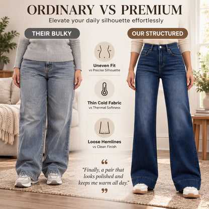🔥 Women's High Waist Thermal Wide-Leg Jeans | Warm & Slimming – Cozy Fit for Cold Days ✨