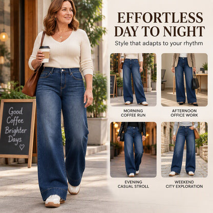 🔥 Women's High Waist Thermal Wide-Leg Jeans | Warm & Slimming – Cozy Fit for Cold Days ✨