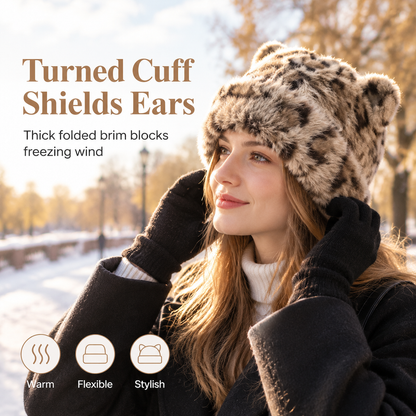 🐱Women Fluffy Faux Mink Fur Beanie Hat with Cute Bear Ears Warm Winter Cold Weather Pullover Cap🧢
