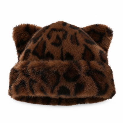 🐱Women Fluffy Faux Mink Fur Beanie Hat with Cute Bear Ears Warm Winter Cold Weather Pullover Cap🧢