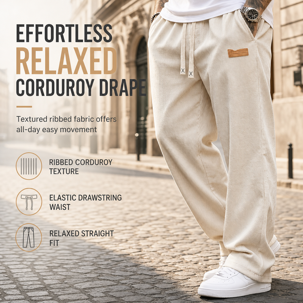 💎 Exclusive Deal 👖 Men's Lightweight Corduroy Casual Pants Loose Fit Straight Leg Trousers ✨ lightweight corduroy fabric, loose straight cut, casual daily trousers