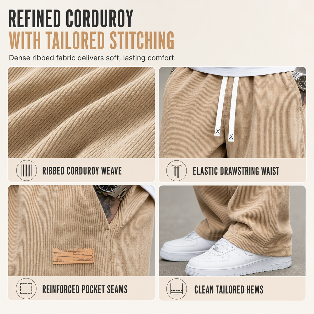 💎 Exclusive Deal 👖 Men's Lightweight Corduroy Casual Pants Loose Fit Straight Leg Trousers ✨ lightweight corduroy fabric, loose straight cut, casual daily trousers
