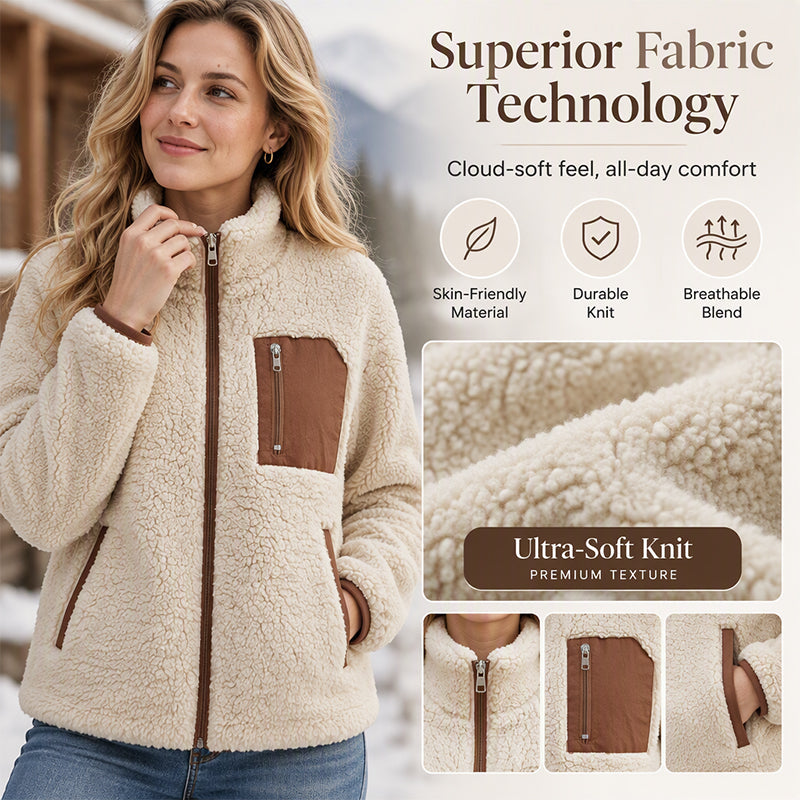 Women's Winter Sherpa Plush Full-Zip Jacket