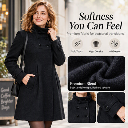Women's Casual Mid-Length Double-Breasted Coat
