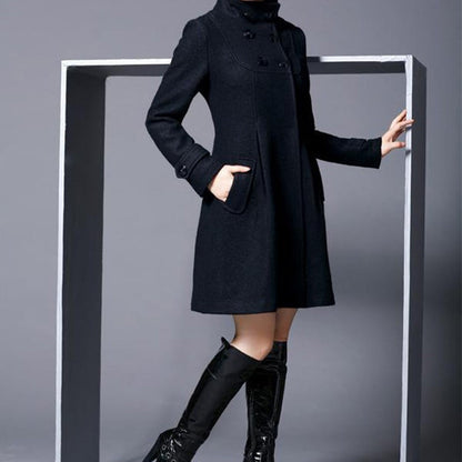 Women's Casual Mid-Length Double-Breasted Coat
