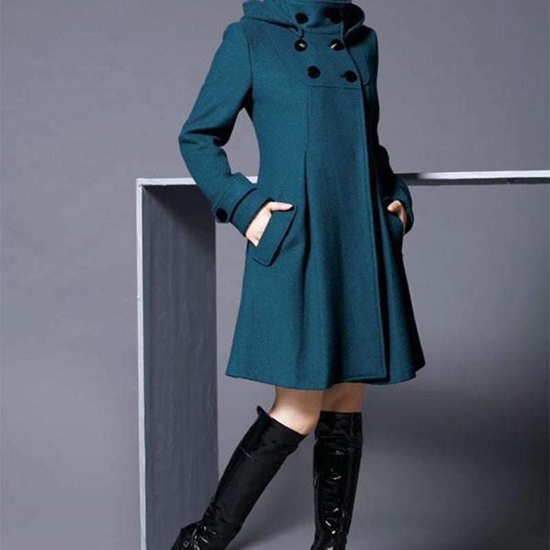 Women's Casual Mid-Length Double-Breasted Coat