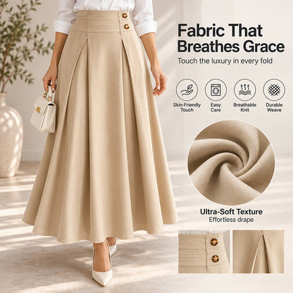 Women's High-Waisted Pleated A-Line Maxi Skirt