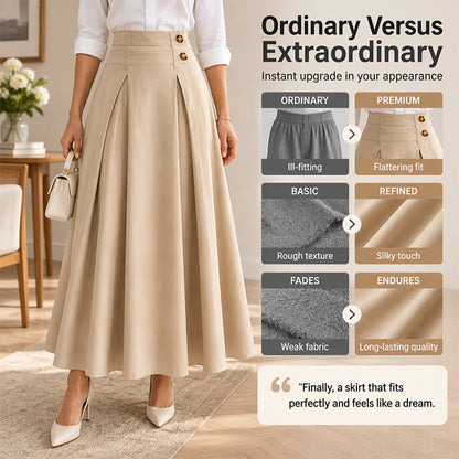 Women's High-Waisted Pleated A-Line Maxi Skirt