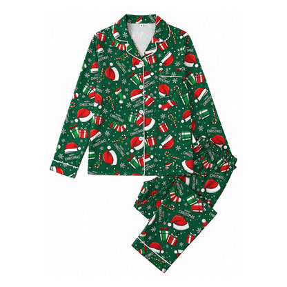 Women's Christmas Long Sleeve Notch Collar Pajama Set