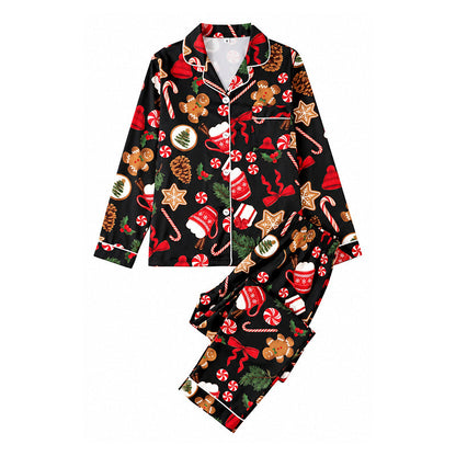 Women's Christmas Long Sleeve Notch Collar Pajama Set