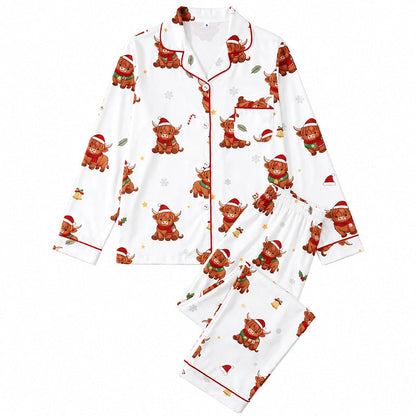 Women's Christmas Long Sleeve Notch Collar Pajama Set