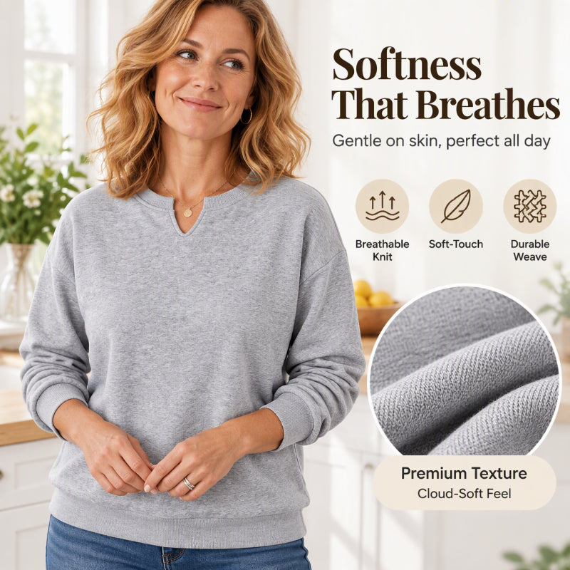 Women's Casual Split V-Neck Sweatshirt