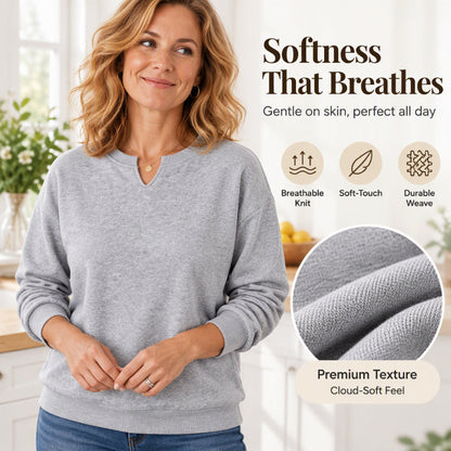 Women's Casual Split V-Neck Sweatshirt