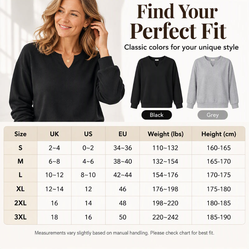 Women's Casual Split V-Neck Sweatshirt