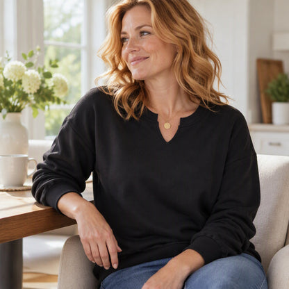 Women's Casual Split V-Neck Sweatshirt