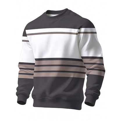 Men's Casual Crewneck Striped Sweatshirt