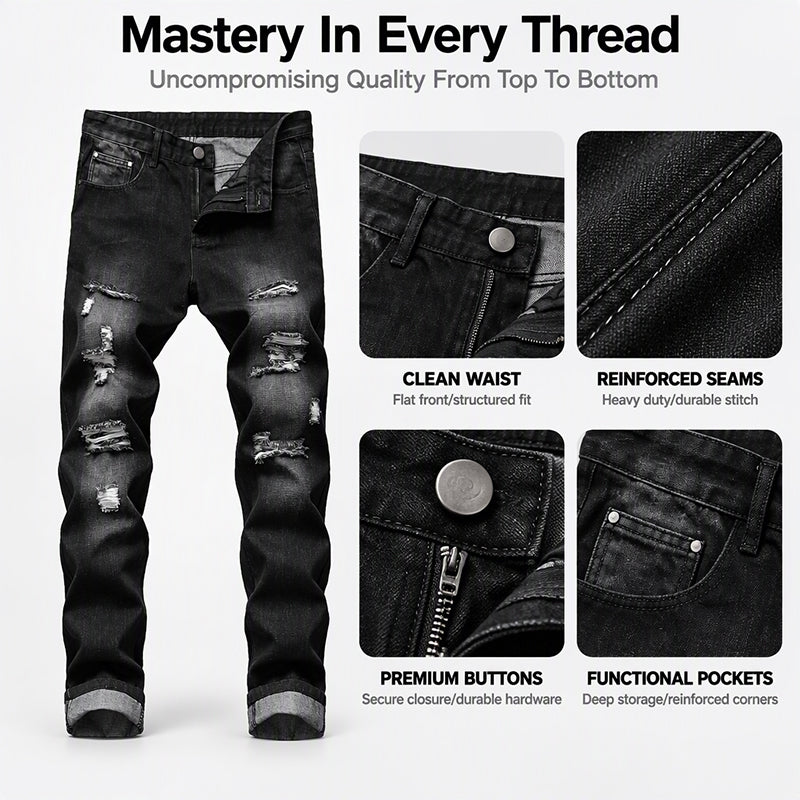 Men's Ripped Slim-Fit Distressed Denim Jeans