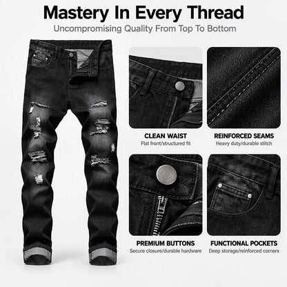 Men's Ripped Slim-Fit Distressed Denim Jeans