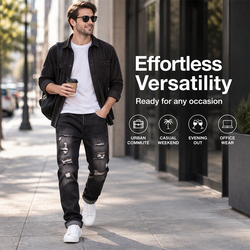Men's Ripped Slim-Fit Distressed Denim Jeans