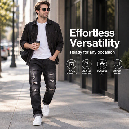 Men's Ripped Slim-Fit Distressed Denim Jeans