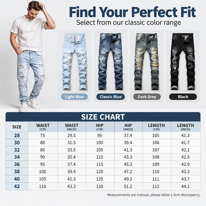 Men's Ripped Slim-Fit Distressed Denim Jeans