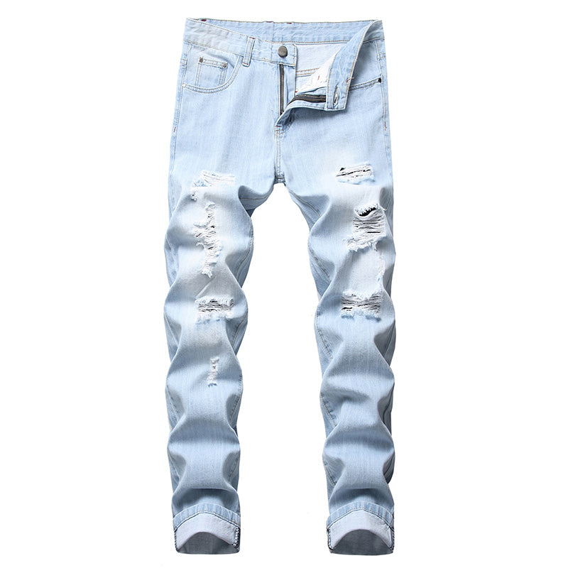 Men's Ripped Slim-Fit Distressed Denim Jeans