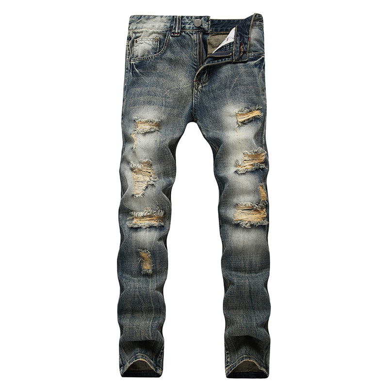 Men's Ripped Slim-Fit Distressed Denim Jeans
