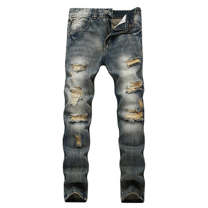 Men's Ripped Slim-Fit Distressed Denim Jeans
