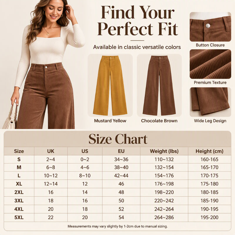 Women's Casual Corduroy Wide-Leg Pants