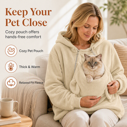 Loose Kangaroo Pouch Pet Carrier Hoodie with Zipper