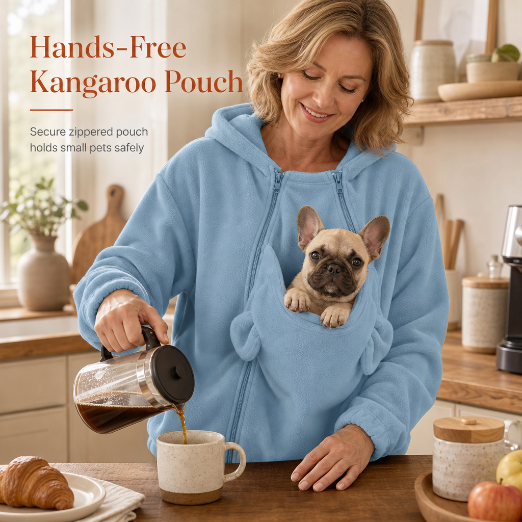 Loose Kangaroo Pouch Pet Carrier Hoodie with Zipper