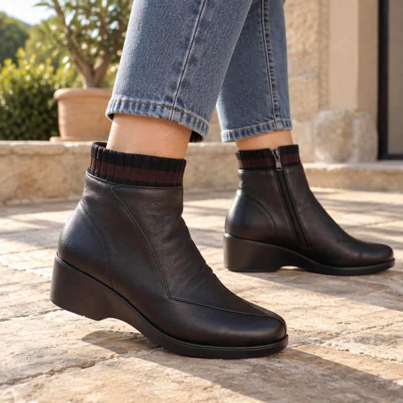 Black women's cozy mid-calf boots