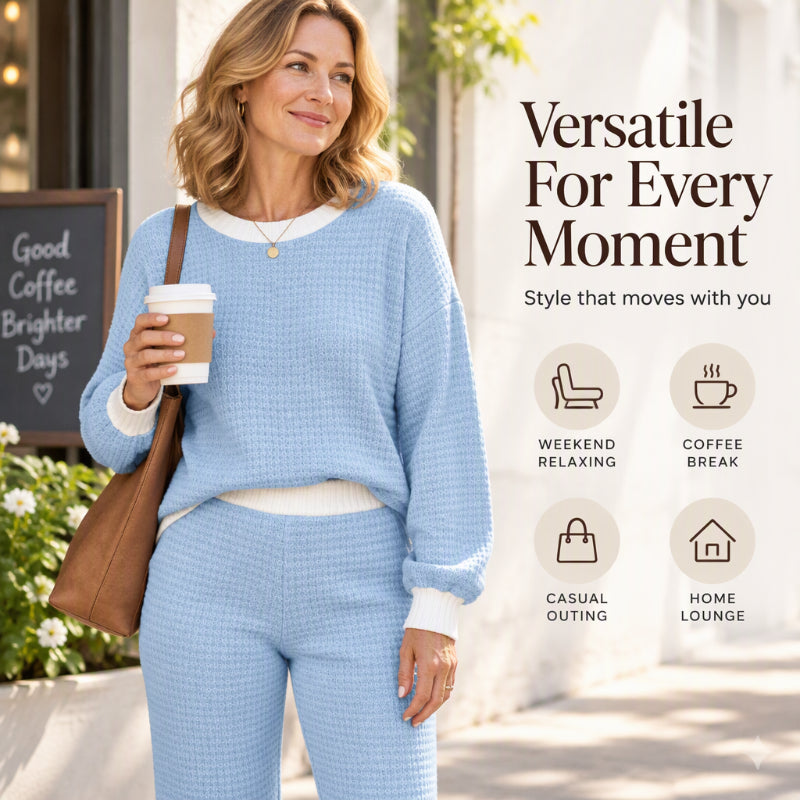 Women's Casual Waffle Knit 2-Piece Set