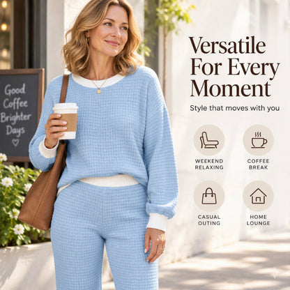 Women's Casual Waffle Knit 2-Piece Set