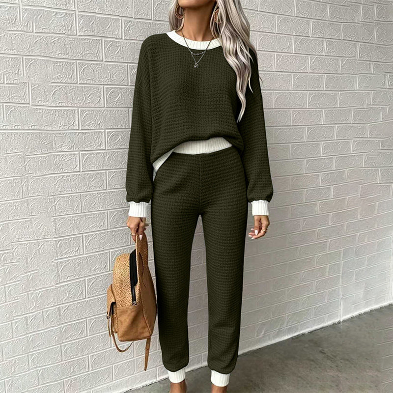 Women's Casual Waffle Knit 2-Piece Set
