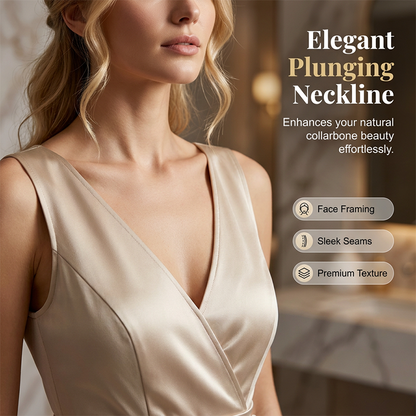 Women's V-neck Sleeveless Fitted Dress