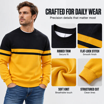 Men's Casual Crewneck Color-Block Sweatshirt