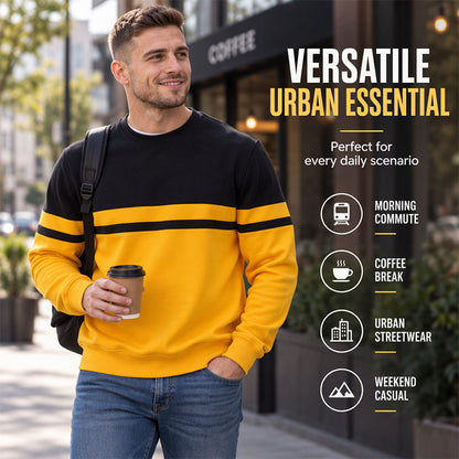Men's Casual Crewneck Color-Block Sweatshirt