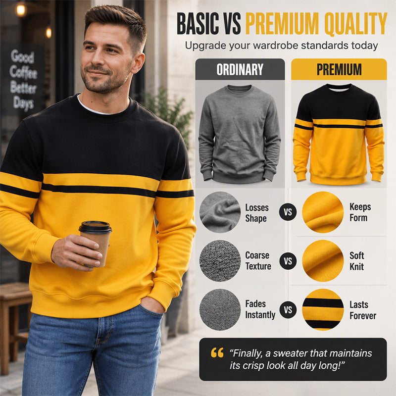 Men's Casual Crewneck Color-Block Sweatshirt