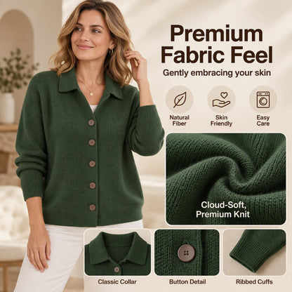 Women's Collared Button-Down Knit Cardigan