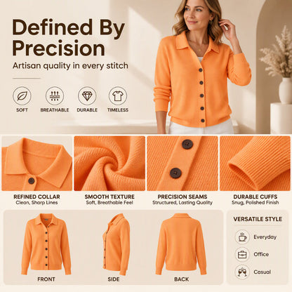 Women's Collared Button-Down Knit Cardigan