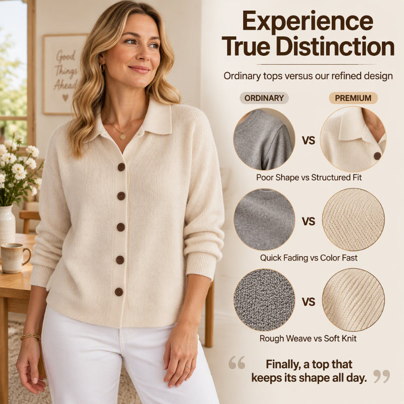 Women's Collared Button-Down Knit Cardigan