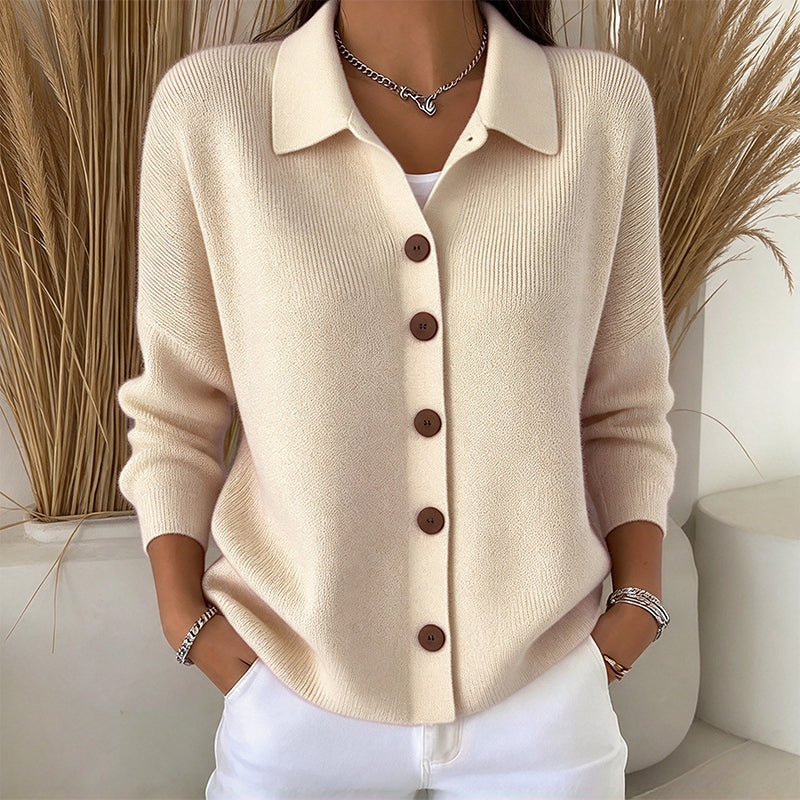 Women's Collared Button-Down Knit Cardigan